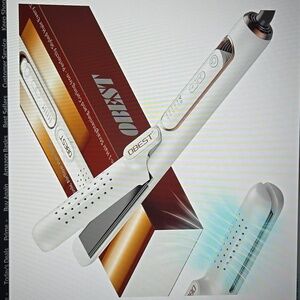 OBEST Hair Straightener Curler 2in1 White FastHeat 360°airflowVents portable New